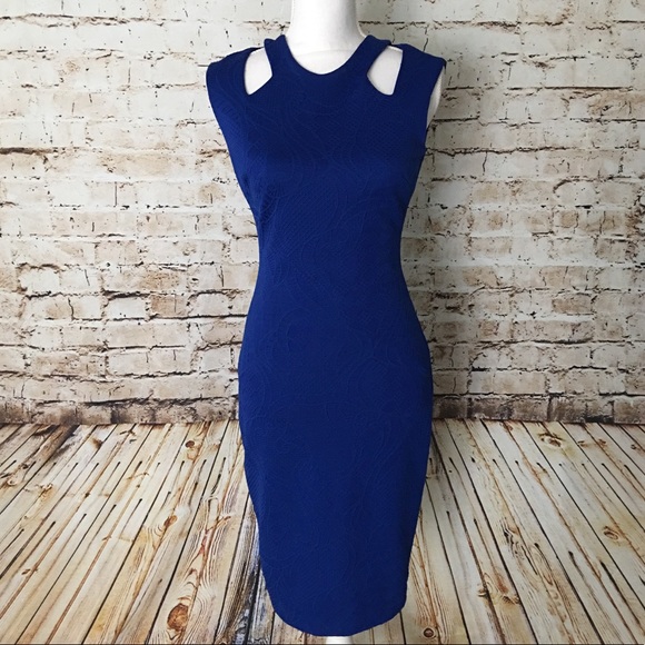 Cache Dresses & Skirts - CACHE Royal Blue Stretch Sheath with Keyhole Back